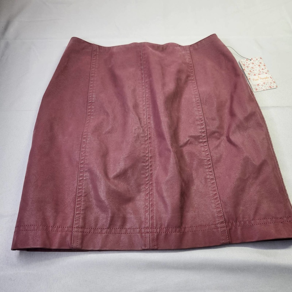 Free People Size 2 Womens Faux Leather A-Line Mini Skirt Pressed Flowers NWT